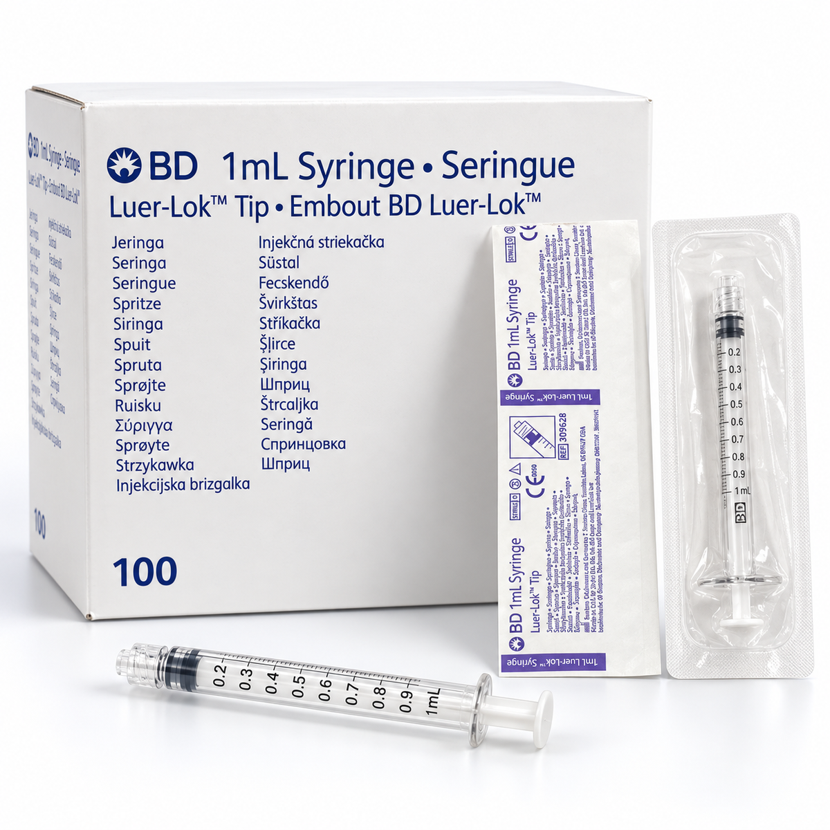 BD Plastipak 1ml Luer-Lock Syringe – Box of 100