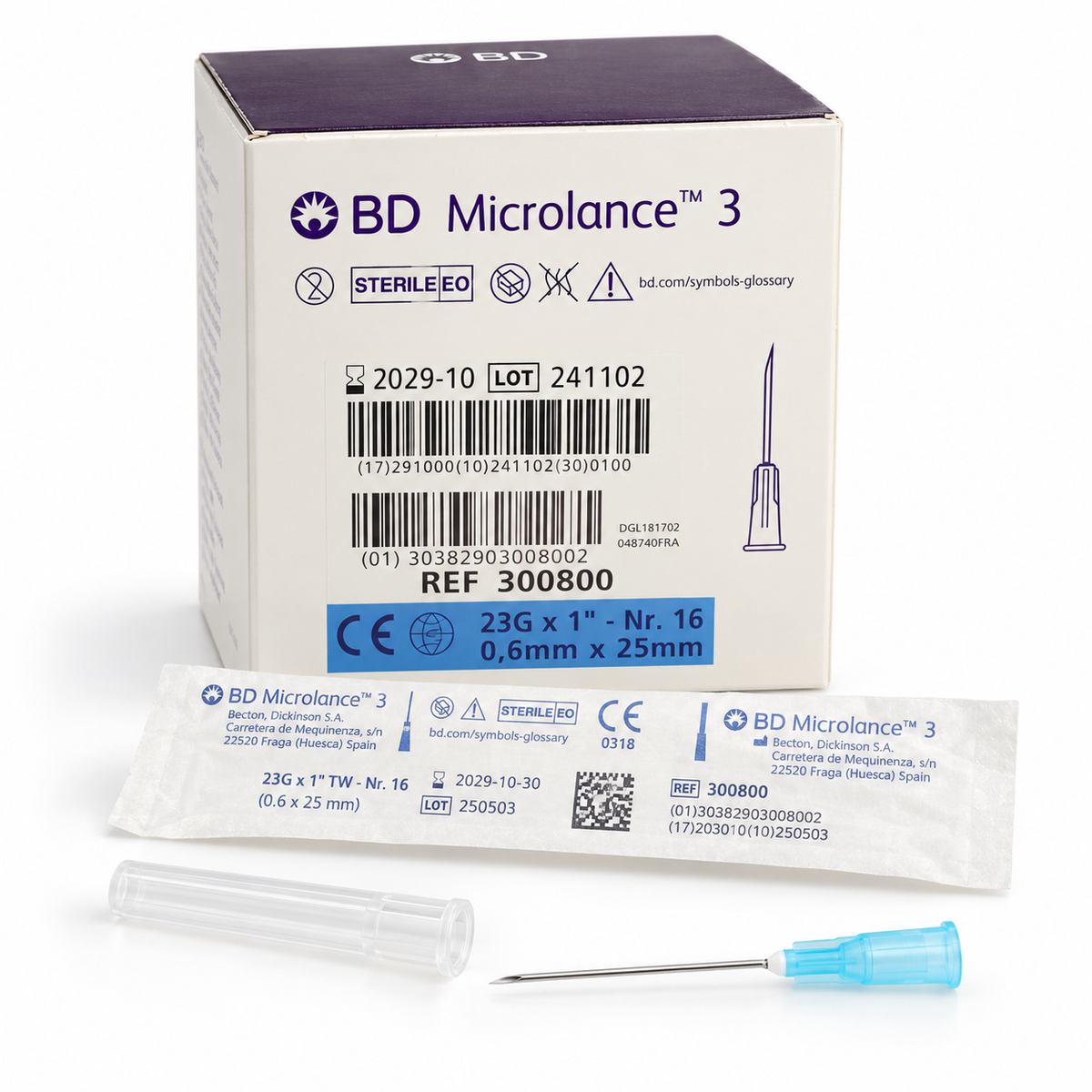 BD Microlance 3 Needle 23G x 1" Blue (0.6 x 25mm) – Box of 100