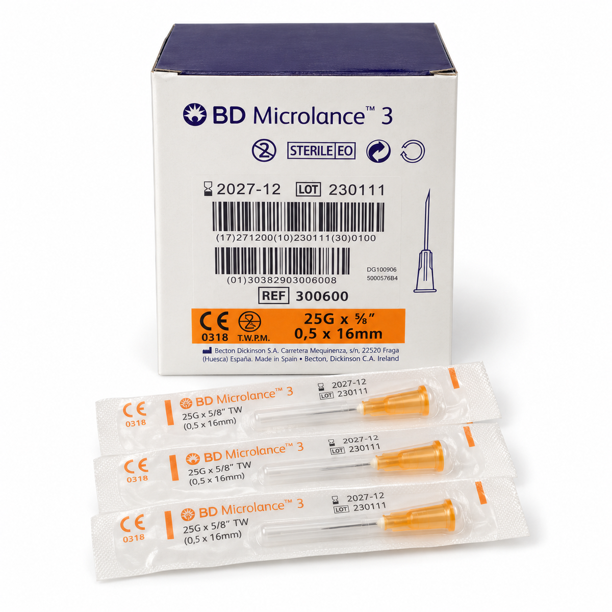 BD Microlance 3 Needle 25G x 5/8" Orange (0.5 x 16mm) – Box of 100