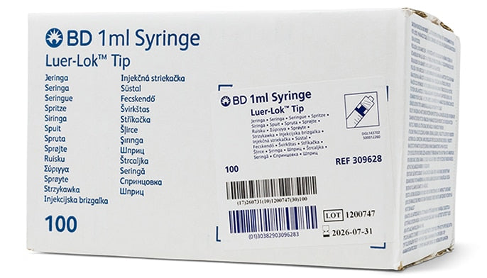BD Plastipak 1ml Luer-Lock Syringe – Box of 100