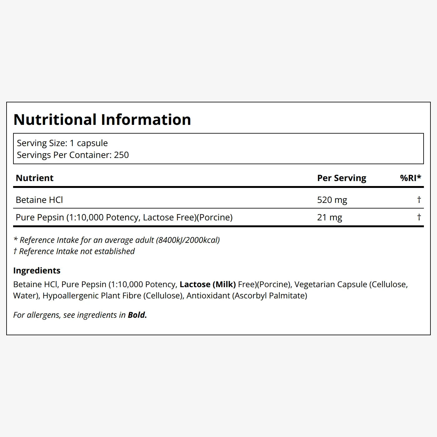 Pure Encapsulations Betaine HCL Pepsin