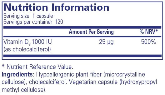 Pure Encapsulations Vitamin D3 1000 IU (120)