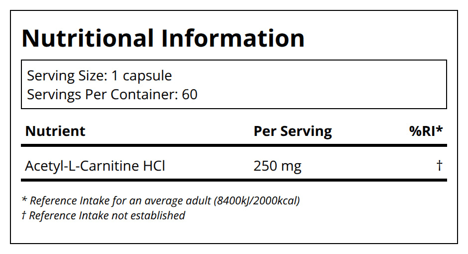 Pure Encapsulations Acetyl-L-Carnitine 500 mg (60) — back