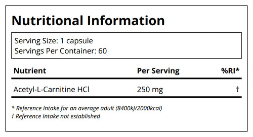 Pure Encapsulations Acetyl-L-Carnitine 500 mg (60) — back