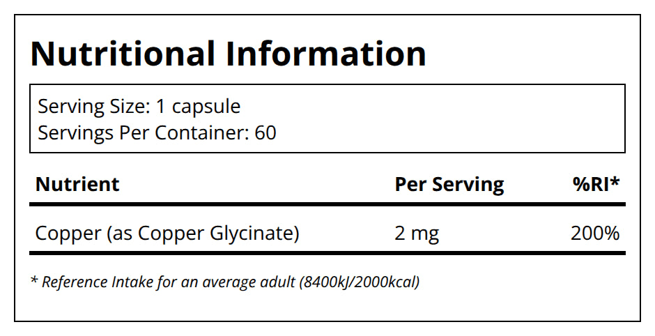 Pure Encapsulations Copper (Glycinate) (60) — back