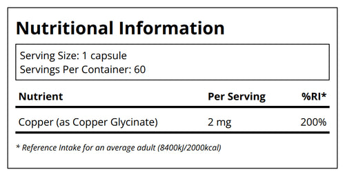 Pure Encapsulations Copper (Glycinate) (60) — back