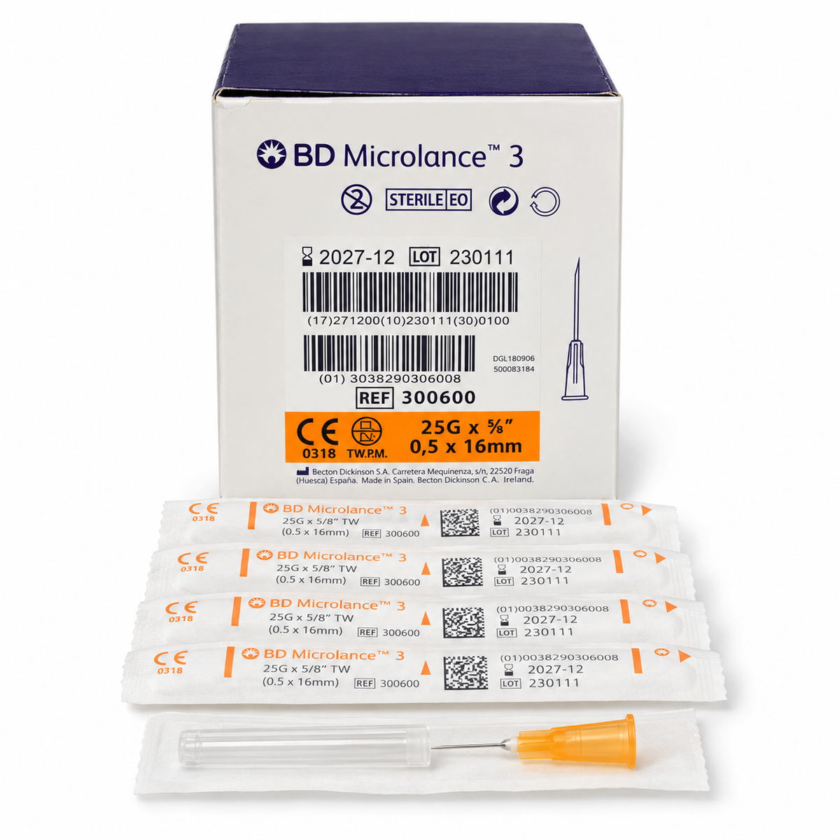 BD Microlance 3 Needle 25G x 5/8" Orange (0.5 x 16mm) – Box of 100